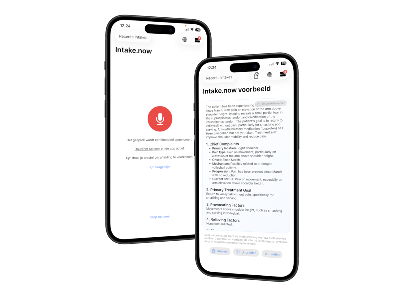 Intake.now app preview